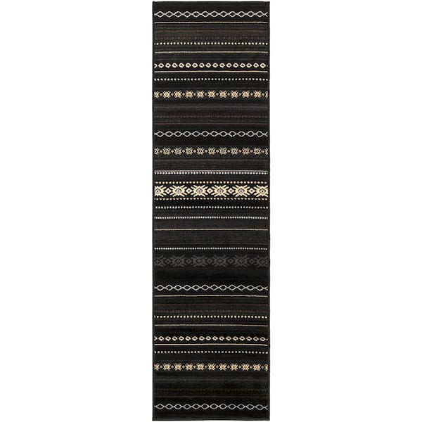 Zuni Black 2 ft. x 8 ft. Indoor Runner Rug