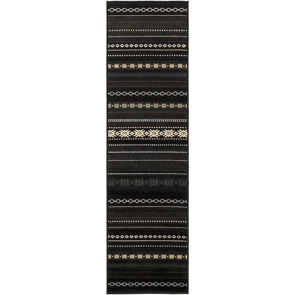 Livabliss Zuni Black 2 ft. x 8 ft. Indoor Runner Rug