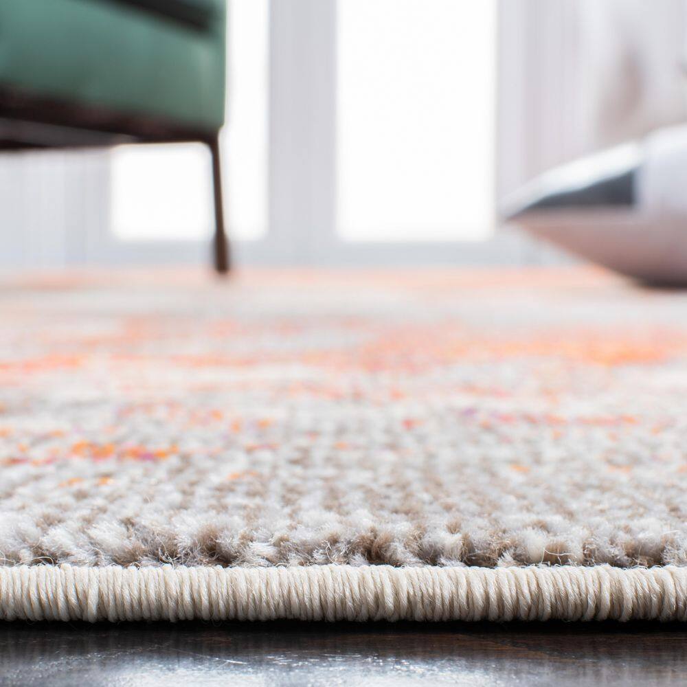 Elegant Gray Round Synthetic 47" Easy-Care Area Rug