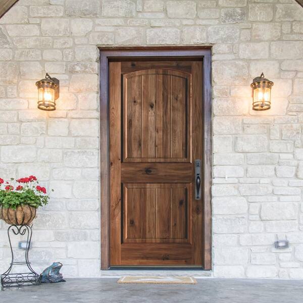 Krosswood Doors 36 in. x 80 in. Rustic Knotty Alder Arch Top V