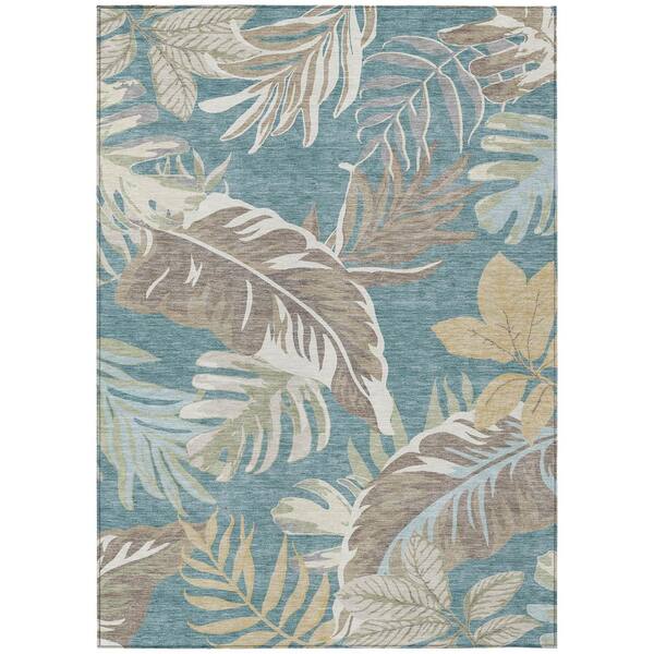 Chantille Machine Washable Indoor/Outdoor Abstract ACN3090 Teal 3 ft. x 5 ft. Area Rug