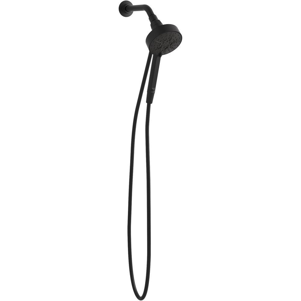 KOHLER Lively 4-Spray Patterns 4. 3125 in. Wall Mount Handheld Shower Head with Hose in Matte Black