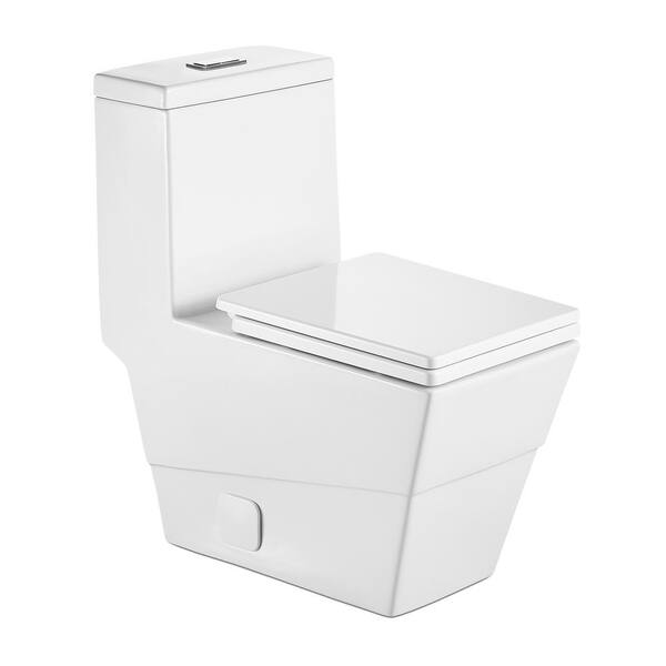 matrix decor Comfort Height 1-Piece 1.28 GPF Dual Flush High Efficiency Elongated Toilet in White, Seat Included