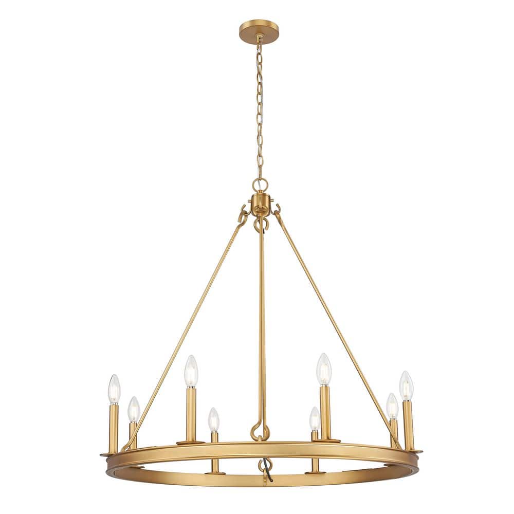 Barclay 8 Light Rubbed Brass Chandelier for Indoor Use with No Bulbs Includ
