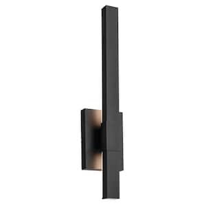 Nocar 22.25 in. 1-Light Textured Black Modern Outdoor Hardwired Wall Lantern Sconce with Integrated LED (1-Pack)