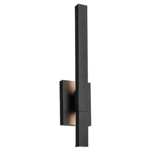 KICHLER Nocar 22.25 in. 1-Light Textured Black Modern Outdoor Hardwired Wall Lantern Sconce with Integrated LED (1-Pack)