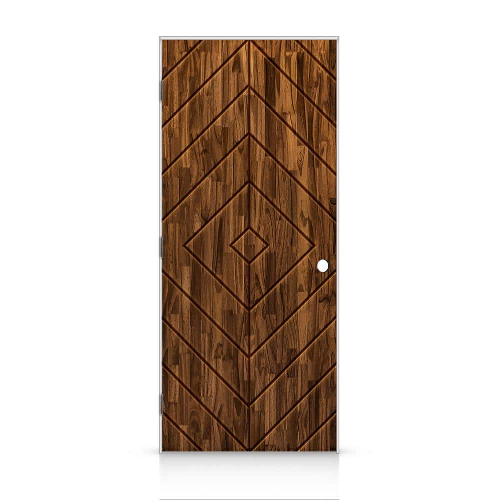Walnut Stained Smooth Pine Wood Right-Handed Prehung Interior Door