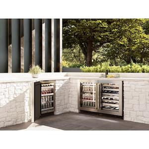 Autograph Edition Touchstone 24 in. Single Zone 151-Can Beverage Fridge w/ Glass Door in Stainless and Champagne Bronze