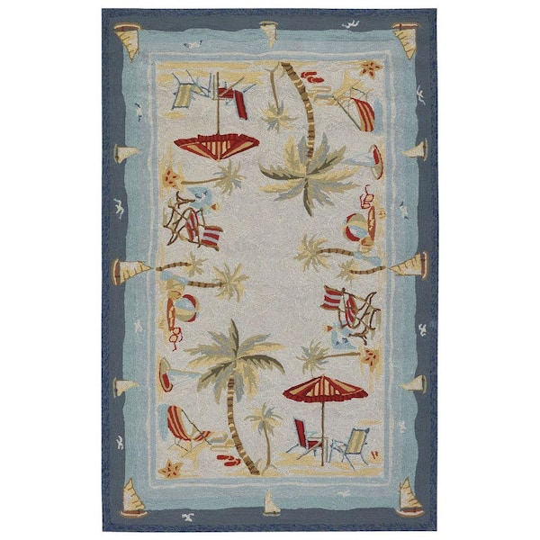 Couristan Outdoor Escape Pacific Heights Ocean 6 ft. x 8 ft. Indoor/Outdoor Area Rug