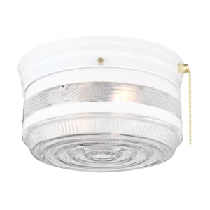 2-Light White Drum Flush Mount