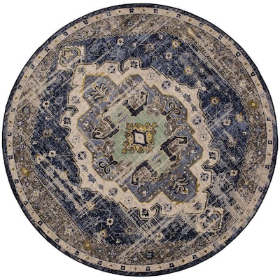 Mohawk Home Pantaleone Indigo 8 ft. x 10 ft. Oriental Area Rug-679705 ...