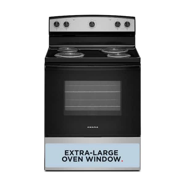 30 in. 4 Elements Freestanding Electric Range in Black with Extra-Large Oven Window