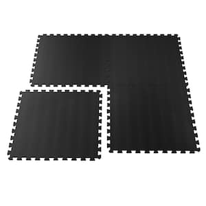 Black 24 in. W x 24 in. L x 0.5 in. T Foam Interlocking Floor Mat Tiles for Home Gym (16 sq. ft.) (4-Pack)