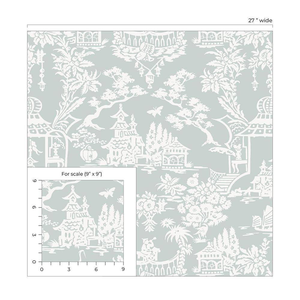 Blue and White Chinoiserie Vinyl Peel & Stick Wallpaper