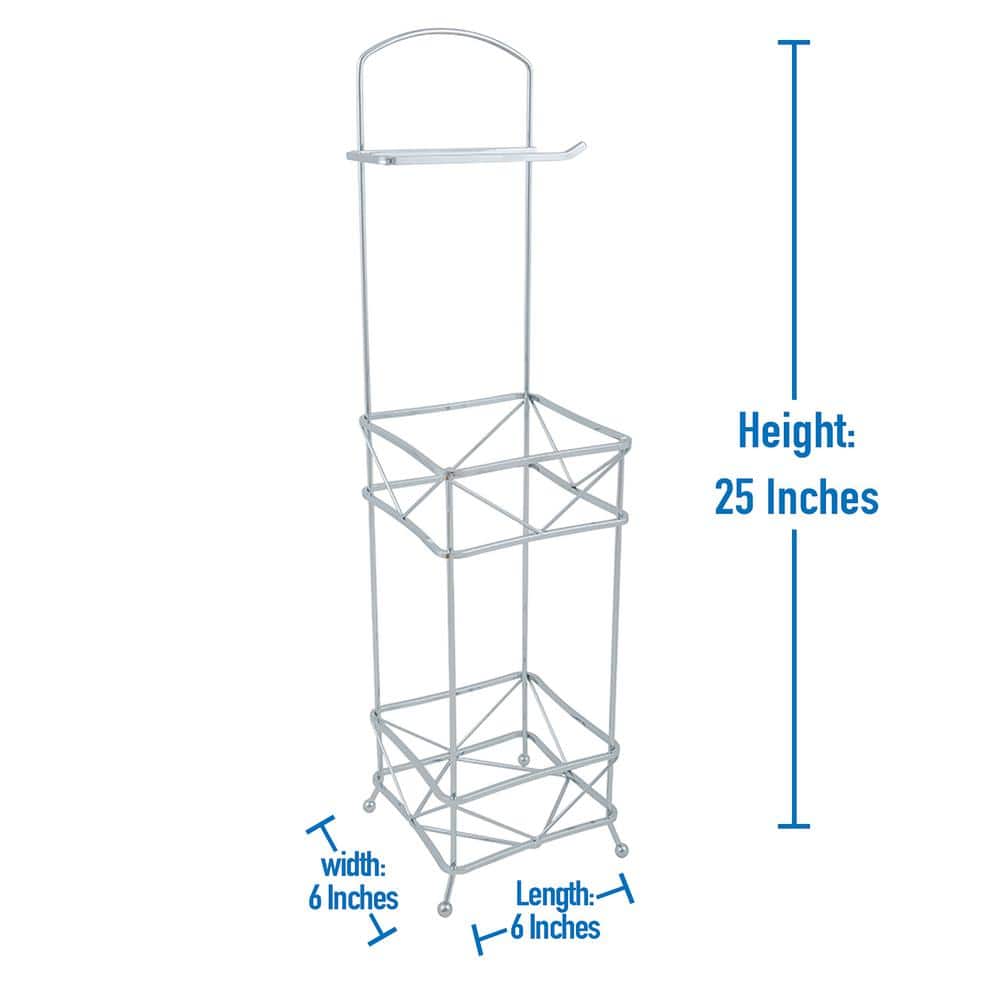Chrome Free Standing Toilet Paper Holder with Reserve Storage