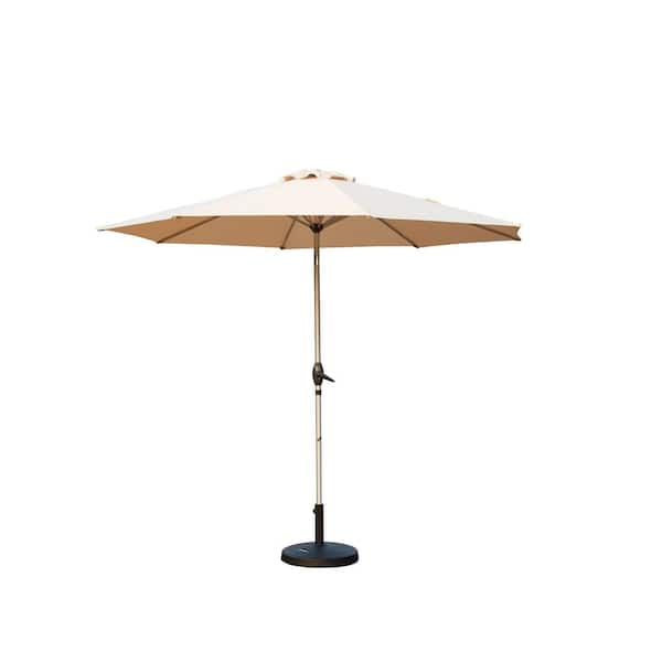 Tunearary 10 ft. Aluminium Market Patio Table Umbrella in Beige with Push Button Tilt and Crank