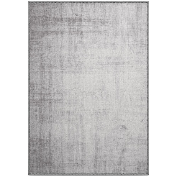 Gray 5 ft. x 7 ft. Area Rug Machine Washable Non-Slip Vintage Rug-Low Pile Non-Shedding Area Rugs with Rubber Backing