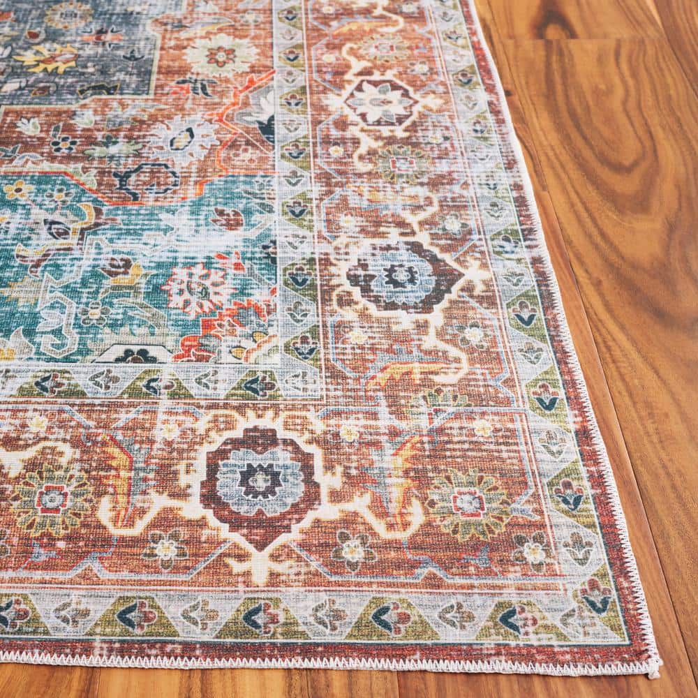 Arizona Rust and Blue Green 8' x 10' Synthetic Area Rug