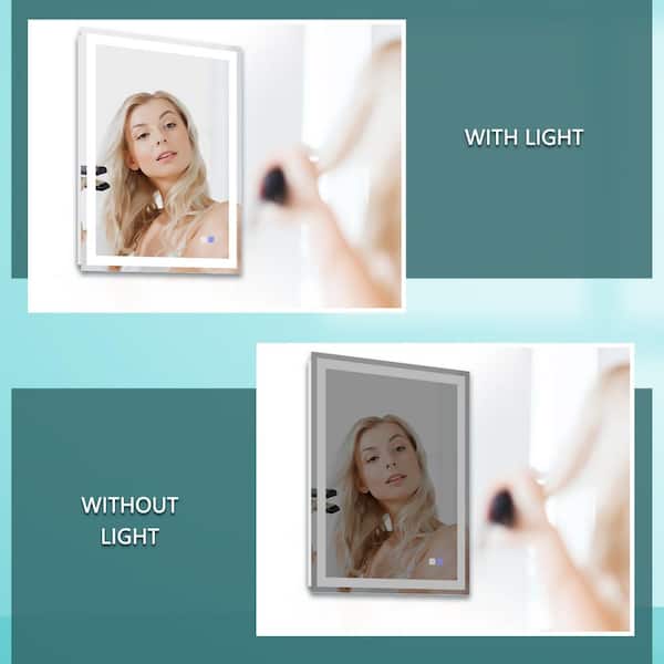 AAZJ V4 36-in x 30-in Lighted LED Fog Free Surface/Recessed Mount Silver Soft Close Medicine Cabinet