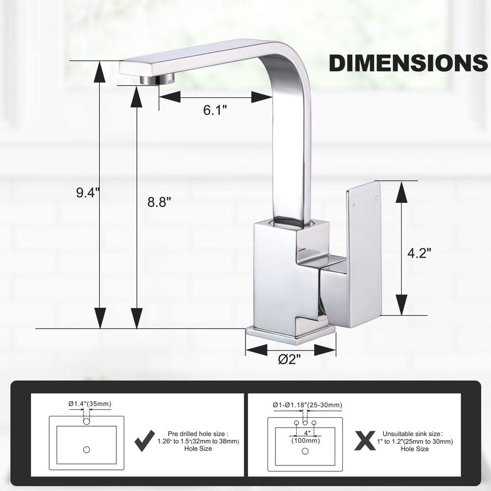 Polished Chrome Single Handle Bar Faucet with Ceramic Valve