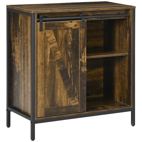 HOMCOM Brown 31.5 in. H Storage Cabinet with Adjustable Shelf