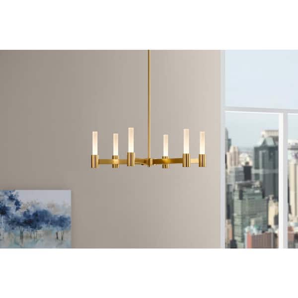 Hampton Bay Bellingham 35-Watt 6-Light Gold Integrated LED Candlestick Chandelier