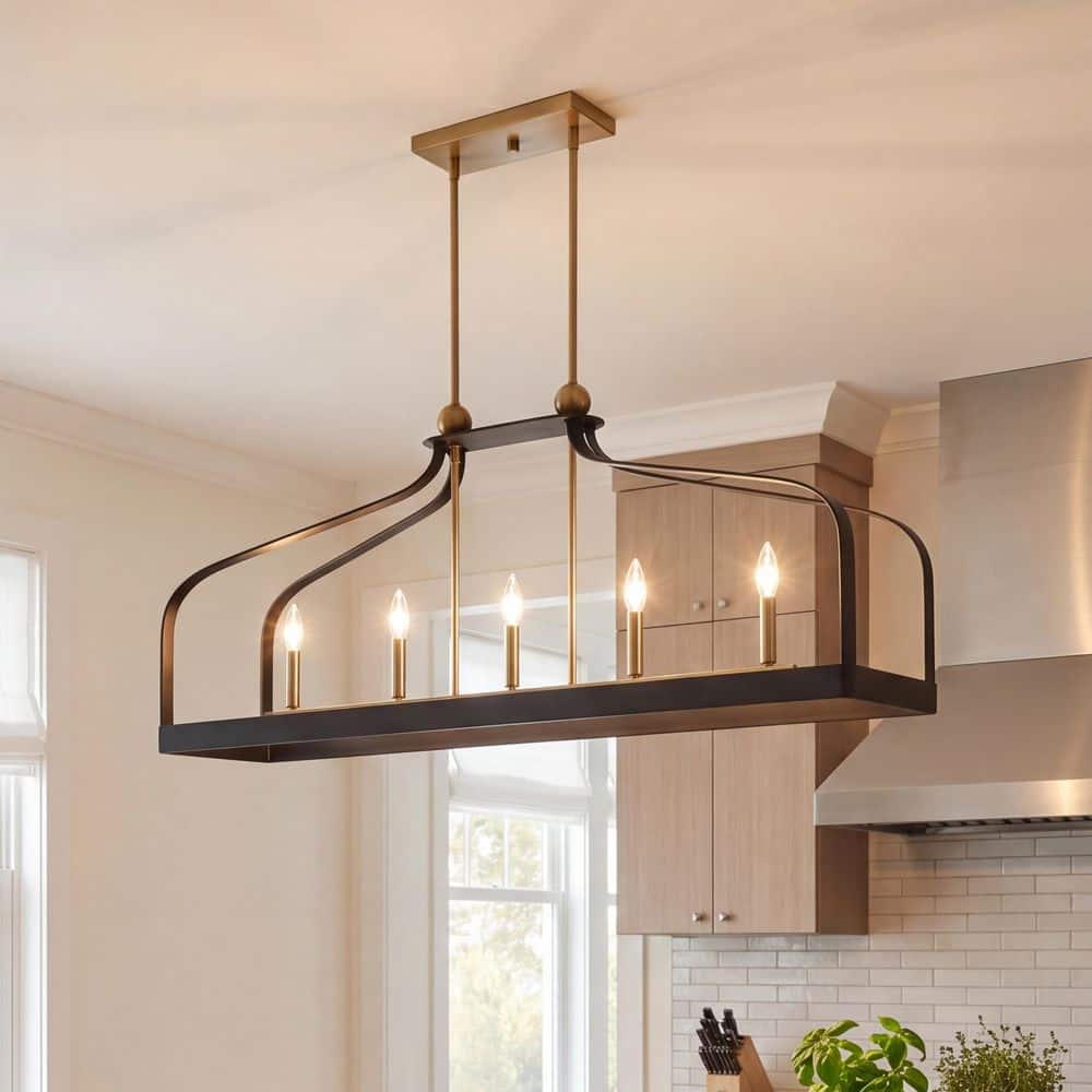 Savoy House Sheffield 5-Light Matte Black with Warm Brass Accents