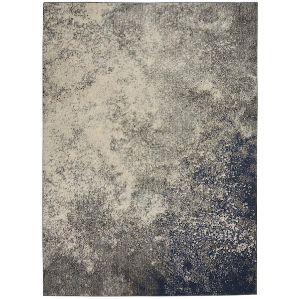 Nourison Passion Charcoal Ivory 4 ft. x 6 ft. Abstract Contemporary Area Rug