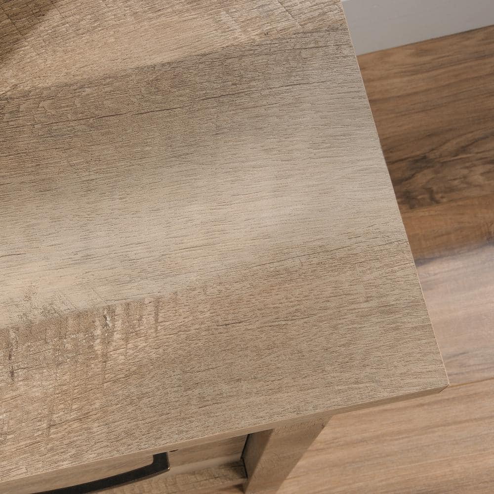 Rustic-Inspired Lintel Oak Finish Writing Desk with Drawer and Filing Cabinet