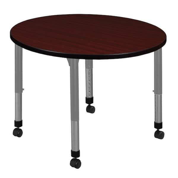 Kee 42 in. Rectangular Mahogany Composite Mobile Classroom Activity Desk with Adjustable Height