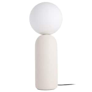 Toria 20.5 in. Matte White Transitional Standard Bulb Bedside Table Lamp for Bedroom with White Glass Shade