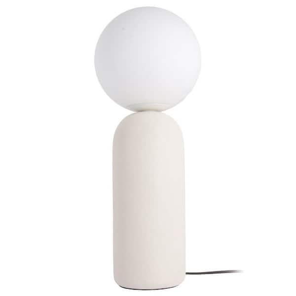 Dainolite Toria 20.5 in. Matte White Transitional Standard Bulb Bedside Table Lamp for Bedroom with White Glass Shade
