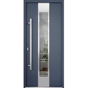 36 in. x 80 in. Right-hand/Inswing Clear Glass Gray Graphite Steel Prehung Front Door with Hardware