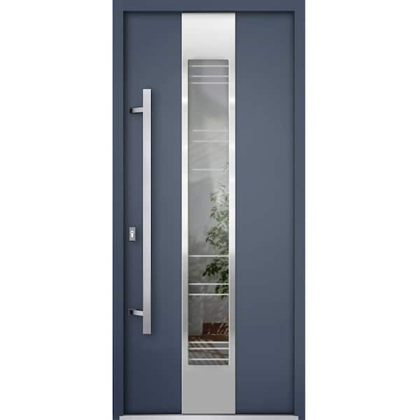 VDOMDOORS 36 in. x 80 in. Right-hand/Inswing Clear Glass Gray Graphite Steel Prehung Front Door with Hardware