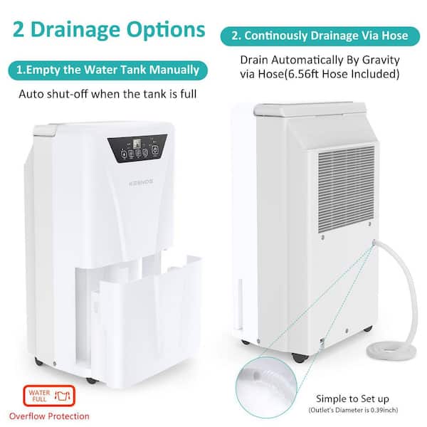 Kesnos HDCX-PD160A 34-Pint Capacity Home Smart Dehumidifier With Bucket And Drain For 2,500 sq. ft. Home Or Bedroom - 2