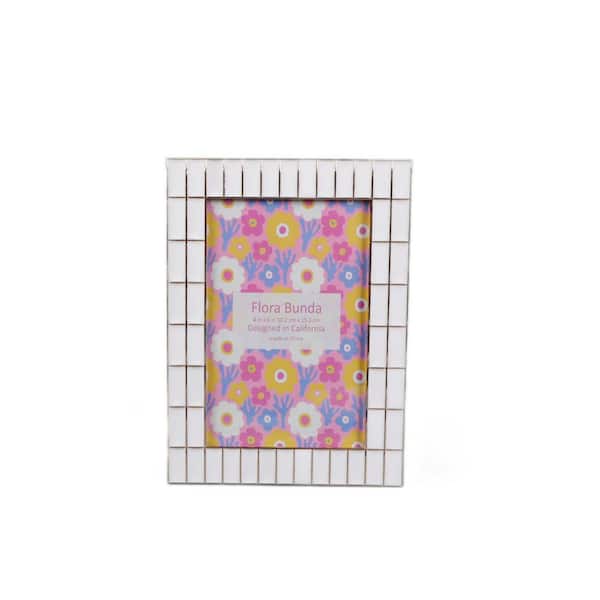 Frame 4 x 6 White Alloy Brick Wall Edge Rectangle Picture Frame