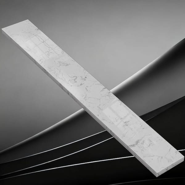 30 in. W x 4 in. H Engineered Stone Vanity Backsplash in Carrara White for Vanity Sink Top Window Sill Door Transitions