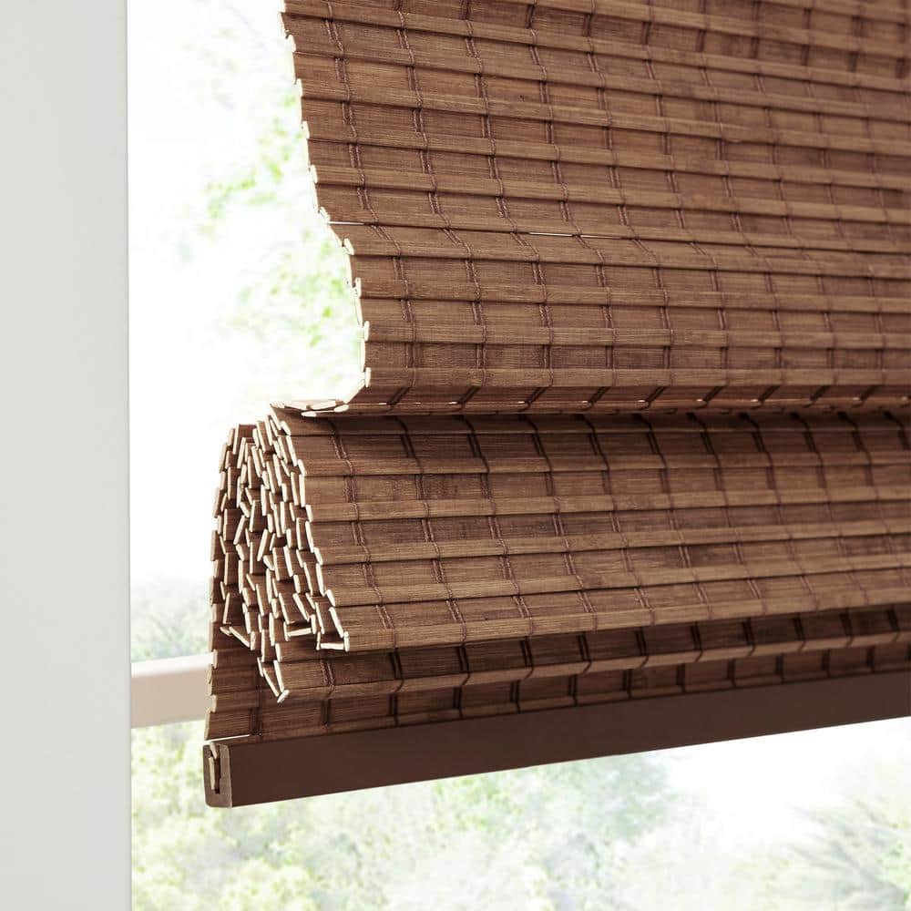 Teak Brown Cordless Bamboo Light Filtering Roman Shade