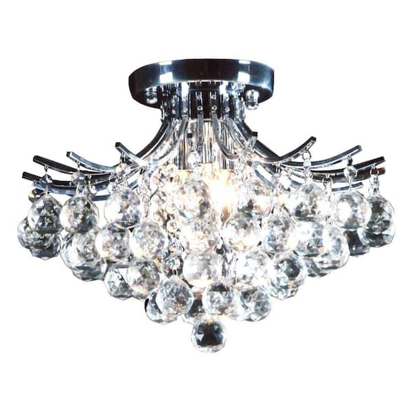 Cara 12 in. 3-Light Chrome Flush Mount