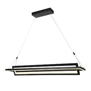 Bristol 60-Watt Integrated LED Matte Black Pendant with 2 Metal Rectangles