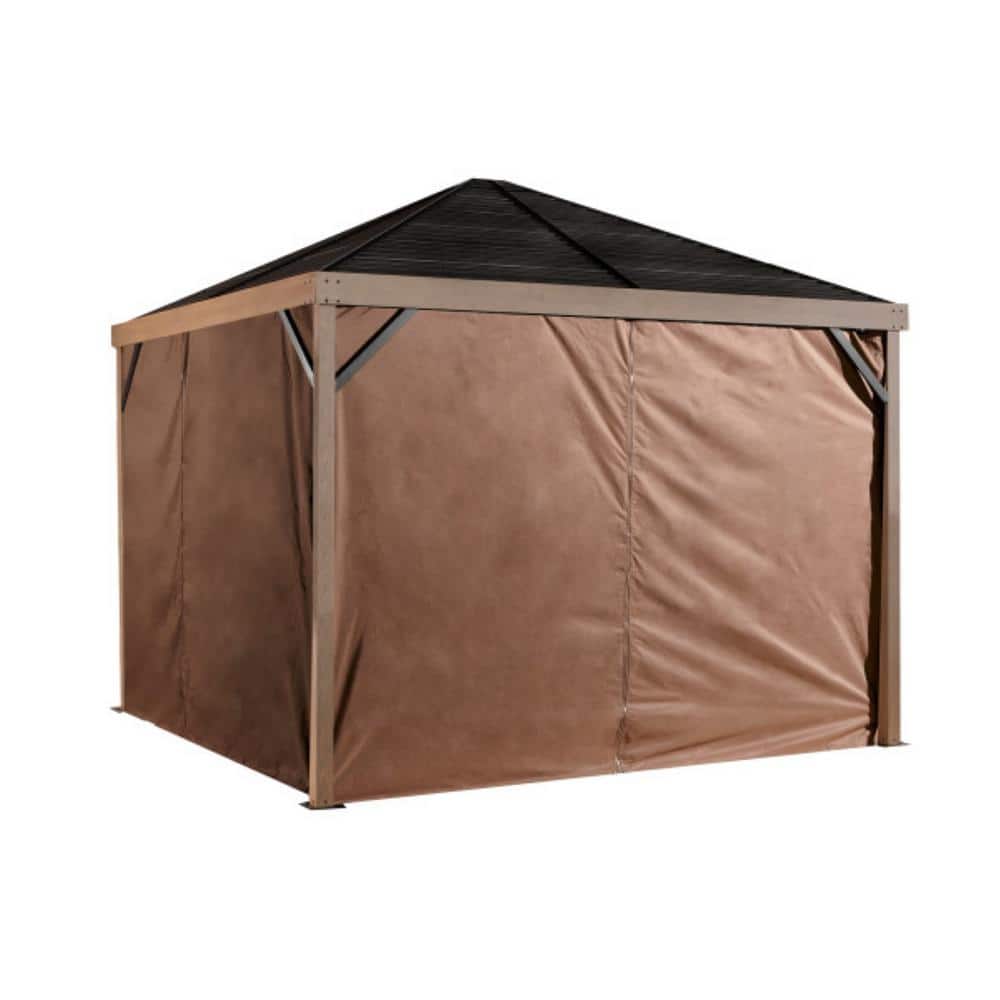 Brown Polyester Outdoor Gazebo Curtains Set