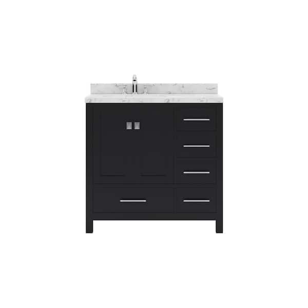 Virtu USA Caroline Avenue 36 in. W x 22 in. D x 35 in. H Single Sink Bath Vanity in Espresso with Quartz Top