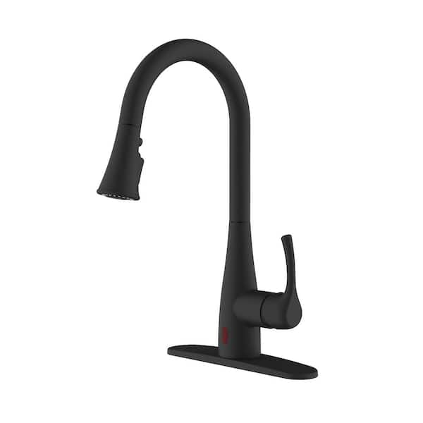 Glacier Bay Marcie Single-Handle Integrated Pull Down Touchless Kitchen Faucet in Matte Black