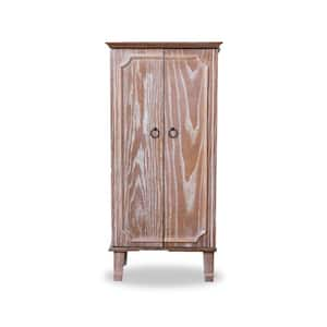 Carson Oak Jewelry Armoire with Lock 40 in. H x 19 in. W x 14 in. D