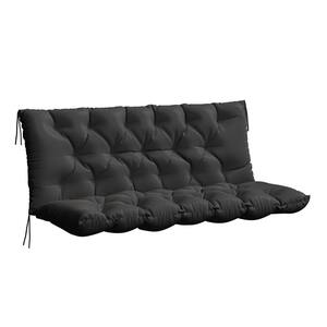 60 in. x 40 in. x 5 in. 2-3 Seater Contoured Replacement Outdoor Porch Swing Cushion with Backrest Bench Cushion Black