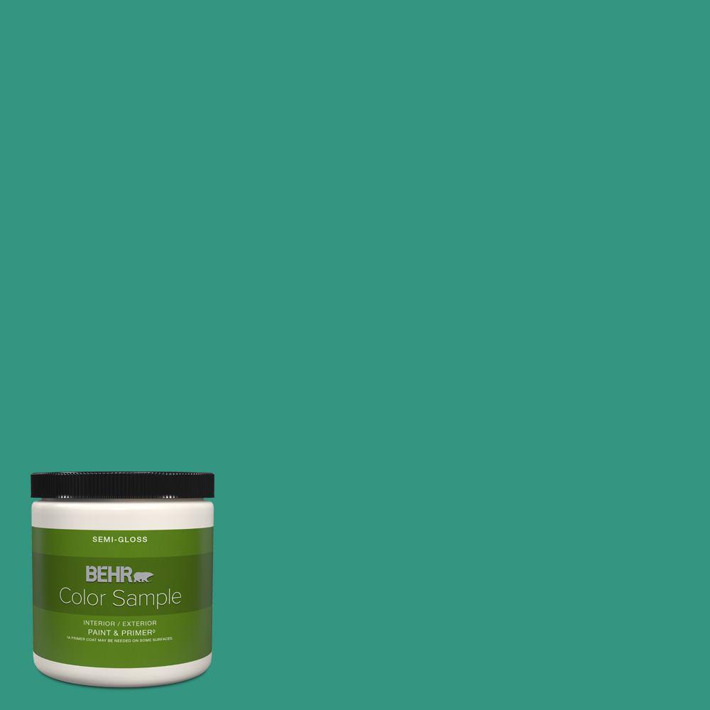 BEHR PREMIUM PLUS 8 oz. #P440-6 Esmeralda Semi-Gloss Interior/Exterior ...