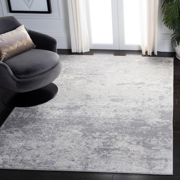Brentwood Gray/Ivory 8 ft. x 10 ft. Abstract Area Rug
