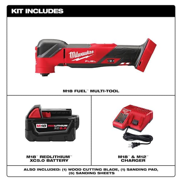M18 FUEL 18V Lithium-Ion Cordless Brushless Oscillating Multi-Tool with 5.0 Ah Battery and Charger Starter Kit