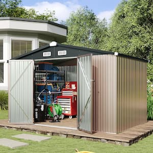 10 ft, W x 7,5 ft, D Outdoor Metal Storage Shed with Floor Frame for Garden and Backyard (75 sq, ft,)
