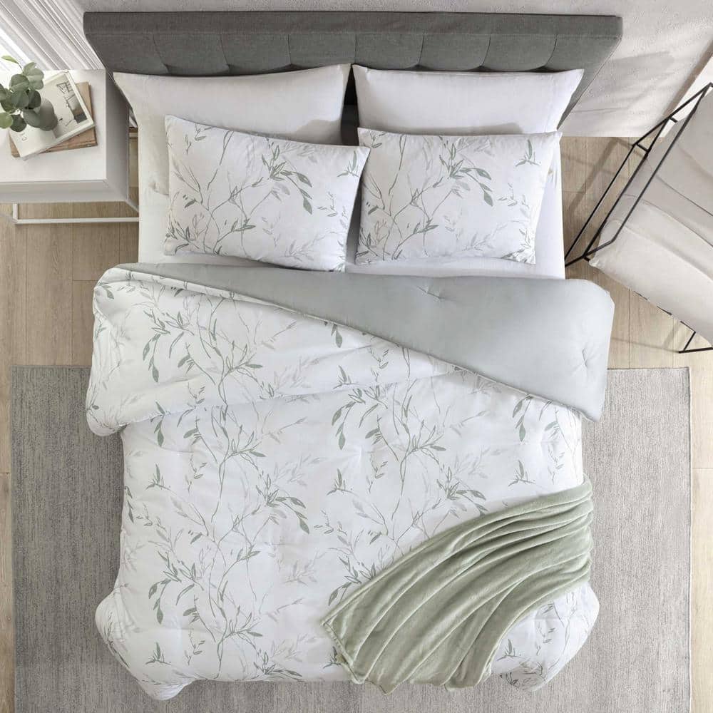King Green Microfiber Reversible Bedspread Set